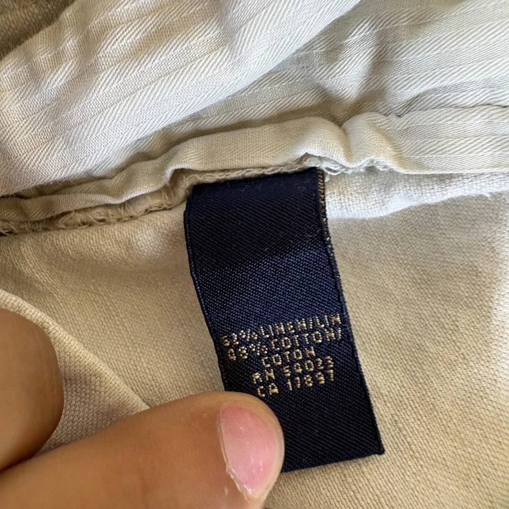 Banana Republic Chino Shorts Mens 32x8 Cream Linen Slash Pockets Casual Summer